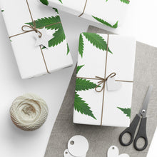 Load image into Gallery viewer, White &amp; Green Pot Leaf Gift Wrap Marijuana Wrapping Paper