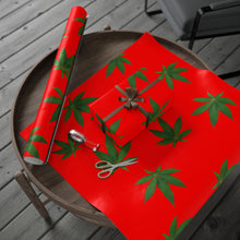 Load image into Gallery viewer, Red and Green Holiday Pot Leaf Gift Wrap Marijuana Wrapping Paper