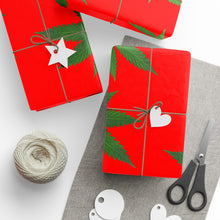 Load image into Gallery viewer, Red and Green Holiday Pot Leaf Gift Wrap Marijuana Wrapping Paper