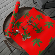 Load image into Gallery viewer, Red and Green Holiday Pot Leaf Gift Wrap Marijuana Wrapping Paper