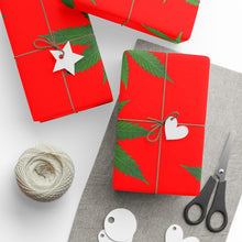 Load image into Gallery viewer, Red and Green Holiday Pot Leaf Gift Wrap Marijuana Wrapping Paper