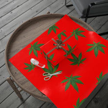 Load image into Gallery viewer, Red and Green Holiday Pot Leaf Gift Wrap Marijuana Wrapping Paper