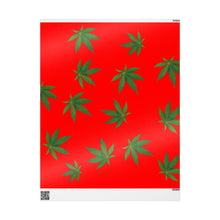 Load image into Gallery viewer, Red and Green Holiday Pot Leaf Gift Wrap Marijuana Wrapping Paper
