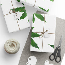 Load image into Gallery viewer, White &amp; Green Pot Leaf Gift Wrap Marijuana Wrapping Paper